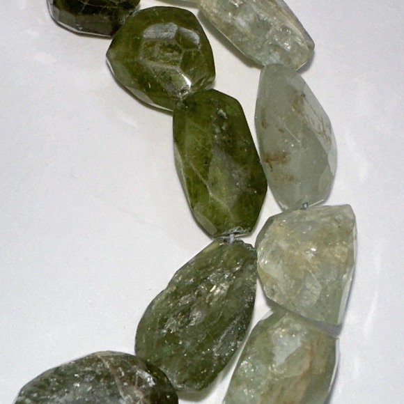 Femme Gems Bracelet Green Marbled Quartz Faceted Stones Double Strand Hook - Picture 5 of 10